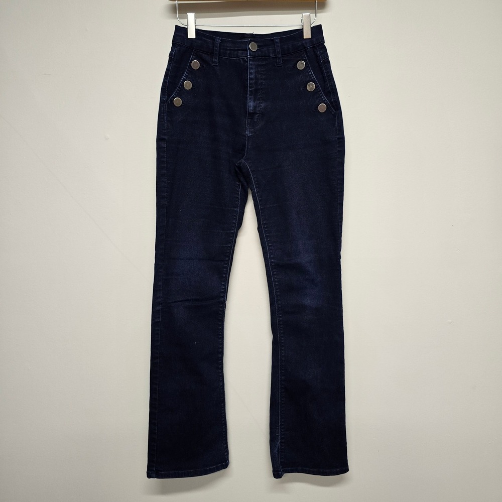 Curve Appeal Sailor Bootcut Jeans Womens 4/27 Dark Blue Cotton Nautical Y2K